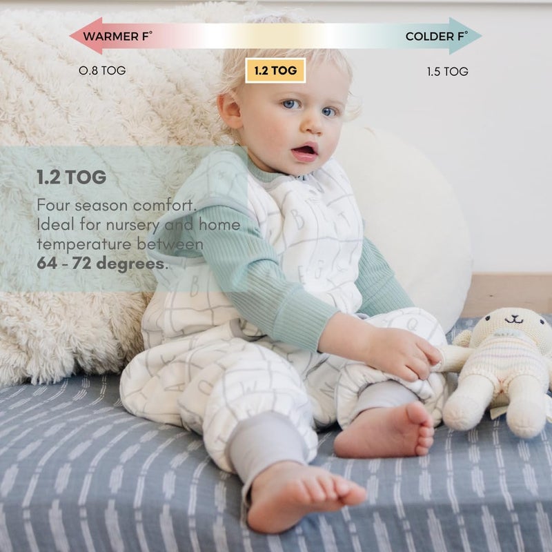 Tealbee Dreamsuit Toddler Sleep Sack with Feet - Walker Sleep Bag with Legs, Rayon made from Bamboo, All Season 1.2 TOG, 2-Way Zipper, 3T-4T - Alphabet - Image 3